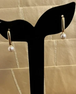 ARGENTO VIVO OHRRINGE STERLINGSILBER 14 vergoldete Perlen Huggie - Bild 1 von 7