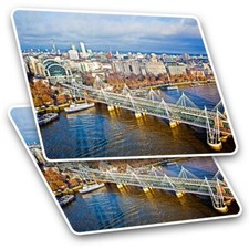 2 x Rectangle Stickers 7.5cm  - Hungerford Bridge River Thames London  #45375