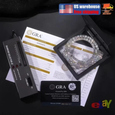 2mm 16-24" Real VVS1 D Moissanite Tennis Chain Solid 925 Passes Diamnd Tester!!! - Image 1 of 4