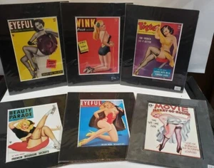 Pin-Up Art Novelty Prints Matted Lot of 6 - Picture 1 of 1