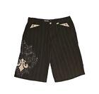 Mens Affliction Y2k Shorts Size 32 Black Pinstripe Chino Grunge Casual Logo