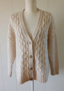 Maglione American Eagle donna M maglia cavo cardigan scollo V avorio panna neutro - Foto 1 di 8