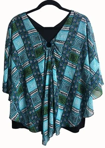 NEW Dressbarn Chiffon Pullover Tunic Blouse Sz 22/24 NWT Aztec Southwestern - Picture 1 of 9