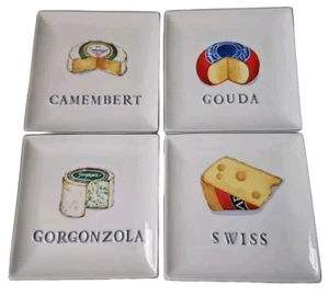 Boston Warehouse Say Cheese Appetizer Square Plates Nancy Green 2006 Set 4 6" - Picture 1 of 10