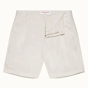 ORLEBAR BROWN Searose Cotton Linen SHORTS White Sand MEN'S 36 NEW WITH TAG $295 - Picture 1 of 17