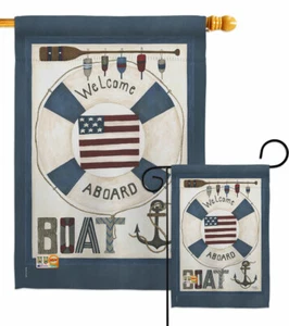 Welcome Aboard Garden Flag Nautical Coastal Decorative Gift Yard House Banner - Picture 1 of 17