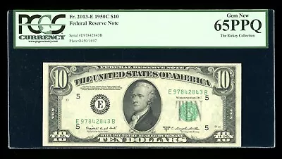 DBR 1950-C $10 FRN Richmond Gem Fr. 2013-E PCGS 65 PPQ Serial E97842843B - Image 1 of 2