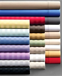 Colección de ropa de cama tamaño rey EE. UU. 1000 TC 100 % algodón egipcio todos los colores a rayas - Imagen 1 de 155
