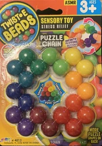 NEW Twist-E-Beads Sensory Toy Puzzle Chain loops Fidget Toy rainbow color - Picture 1 of 5