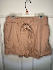 Ambiance Apparel Women’s Paper Bag Shorts Light Pink Size Small Waist Tie Soft