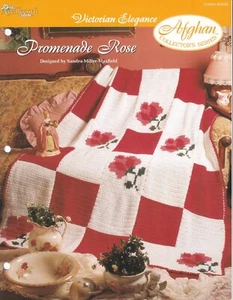 Afghan Crochet Pattern PROMENADE ROSE Victorian Elegance Needlecraft Shop - Picture 1 of 2