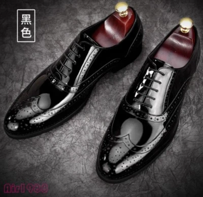 British Mens Patent Leather Dress Shoes Brogues Wing tip Carved SZ Formal Shoes - Image 1 of 4