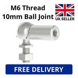 2x M6 Thread Gas Strut End Fittings 10mm Ball Joint Zinc-Plated | UK Seller - Picture 1 of 6