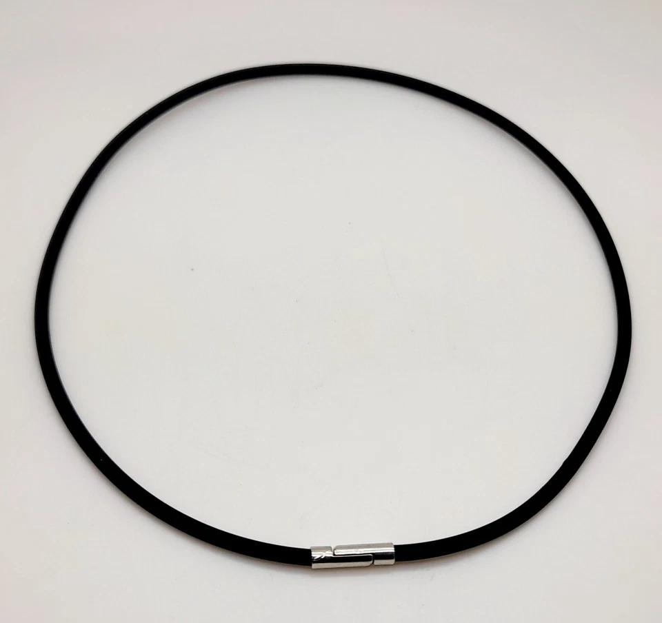 N001 черный резиновый веревки шнур 16 дюймов цепочка моды ожерелье застежка магнит 3 мм - Изображение 1 из 4