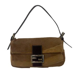 FENDI Baguette Brown Pony Hair Shoulder Bag - Picture 1 of 16