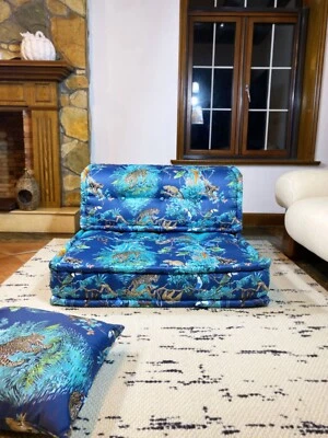 Boho Moroccan Mah Jong Sofa Custom Modular Sectional Couch - Single Seater - Image 1 of 4