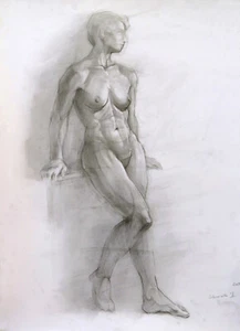 Akademische Zeichnung Anatomie weibliche Frauen Mädchen Akt nackt Figur 7 russische Kunst - Bild 1 von 1