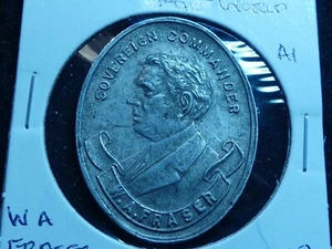 W A FRASER Woodmen of the World Aluminum Oval version Medal ~36x28 mm OD - Picture 1 of 2