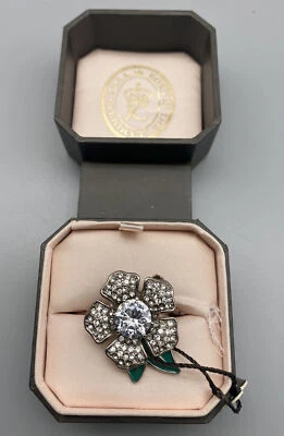 JUICY COUTURE Pave Silver Gemstone Flower Ring Ring New With Box & Tags! - Image 1 of 4