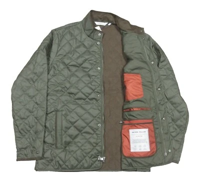 Chaqueta de Viaje Peter Millar Para Hombre Verde Oliva Sólido Suffolk Acolchada $250 Foto 1 de 4