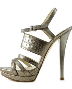 Michael Kors Nadja Plateau Sandale Metallic geprägt Bronze Nickel Leder 10 M - Bild 1 von 9
