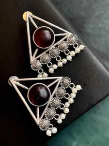 Silver Replica Triangular Shape Stud Earring - Picture 1 of 2