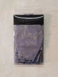 Hermoso New York XLONG UPTO 22 Bow Tie & Hanky Set Mens Luxury Purple Paisley - Picture 1 of 8