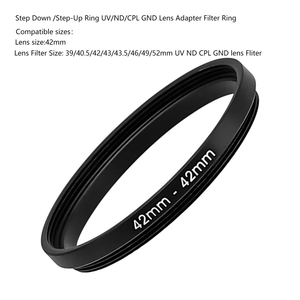 42-39/42/43/46/49/52mm Step Down / Step-Up Ring UV/ND/CPL GND Lens Filter Ring - Image 1 of 4