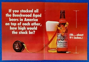 1970 BUDWEISER ORIGINAL 2-SEITIGER FARBDRUCK ANZEIGE BEECHWOOD AGED AMERICAN ICON BEER - Bild 1 von 1