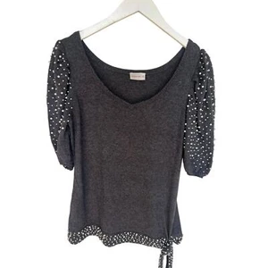 Georgiou Studio Pearl Bead Sweater Gray XL - Picture 1 of 6