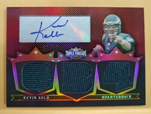 2007 TOPPS TRIPLE THREADS KEVIN KOLB ROOKIE AUTO RELIC EAGLES TTRA#42 RED #16/18
