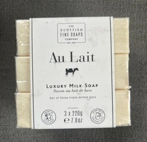 Scottish Fine Soaps Au Lait Milk Soaps 3 Bars of 7.8 Oz Each Triple Milled - Picture 1 of 3