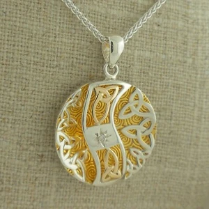 Sterling Silver & 10K Celtic Trinity Faerie Pool Pendant 22K Gilding KEITH JACK - Picture 1 of 10