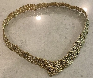 Vintage Gold Tone Glitz Chain Belt Rectangle 1" Links Size 28" Art Deco Style - Picture 1 of 6