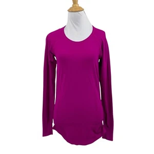 Athleta Rashguard Womens S Small Geranium Raglan Long Sleeve Ruched Swim Shirt - Picture 1 of 7