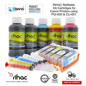 Cartuchos recargables Rihac para impresora CANON MX726 MX926 CLI-651 + tinta de recarga - Imagen 1 de 6