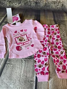 Baby Girls Pajamas Snugfit Cotton Football Sleep Set NWT Size 12 Months - Picture 1 of 4