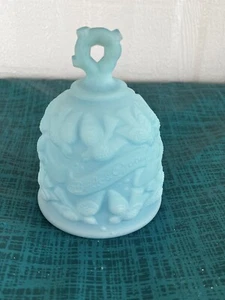 Vintage blaue Fenton Glas Braut und Bräutigam Hochzeit Glocke *lesen* - Bild 1 von 7