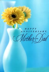 Happy Anniversary For Parents Yellow Flowers Bud Vase Hallmark Greeting Card