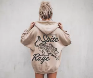 🔥 Fueled by Spite, Powered by Rage Hoodie – Aesthetic Tiger Graphic Sweatshirt - Picture 1 of 7