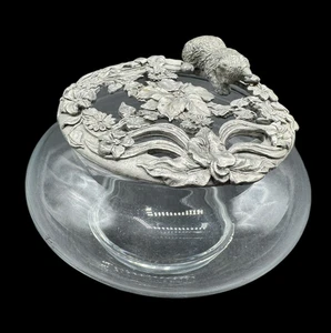 Vintage Kitty Rawcliffe Glas Potpourri Glas Zinn Katze Blume Floral Deckel - Bild 1 von 10