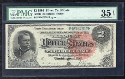 FR. 243 1886 $2 “HANCOCK” SILVER CERTIFICATE NOTE PMG CHOICE VERY FINE-35EPQ - Image 1 of 2