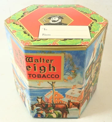 Sir Walter Raleigh Navidad Vacío Regalo Publicidad Tabaco Lata Caja de Exhibición Foto 1 de 4