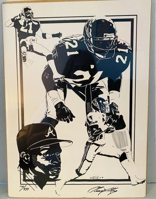 Deion Sanders Rare Limited Lithograph Print 11" x 16" Signed Artist Frank King - Image 1 of 4