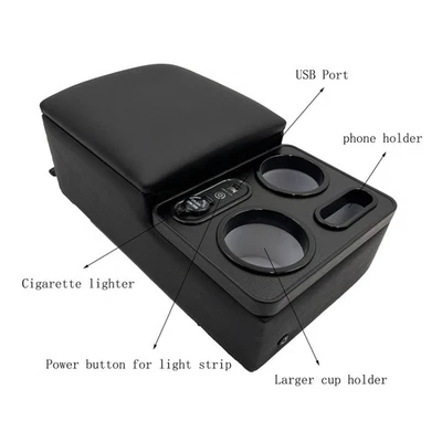 Universal Truck Seat/Bench Center Console Organizer With Cup Holders,USB Port. - Image 1 of 4