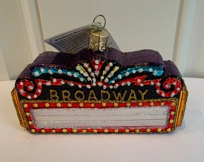 Antiguo Mundo Navidad Vidrio Broadway NYC Adorno NUEVO CON ETIQUETA y CAJA Foto 1 de 4