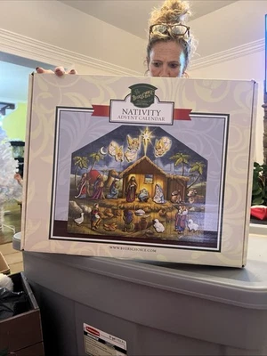 Byers' Choice Traditions Wooden Christmas Nativity Advent Calendar - Image 1 of 4