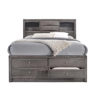 Cama de almacenamiento Picket House Furnishings Madison Queen en gris Foto 1 de 4