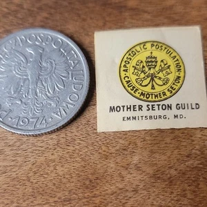 Vintage Reliquienkarte Mutter Elizabeth Ann Seton Münze nicht enthalten. rosery perlen in - Bild 1 von 5