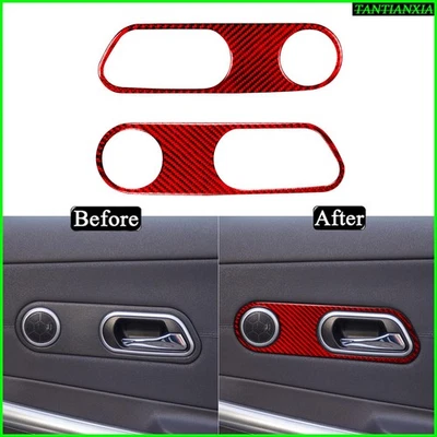 Acabamento do painel de maçaneta da porta frontal de fibra de carbono vermelha para Chrysler Crossfire 2003-08 - Imagem 1 de 4